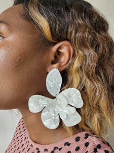 white floral earrings