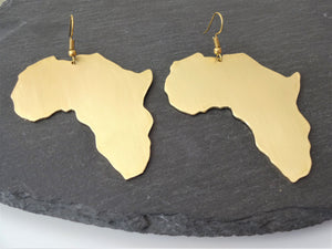 Africa Map earrings brass