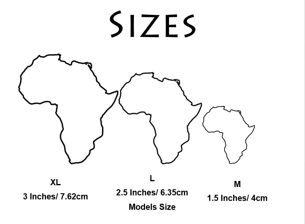 Africa map earrings sizes - Ahima Jewellery