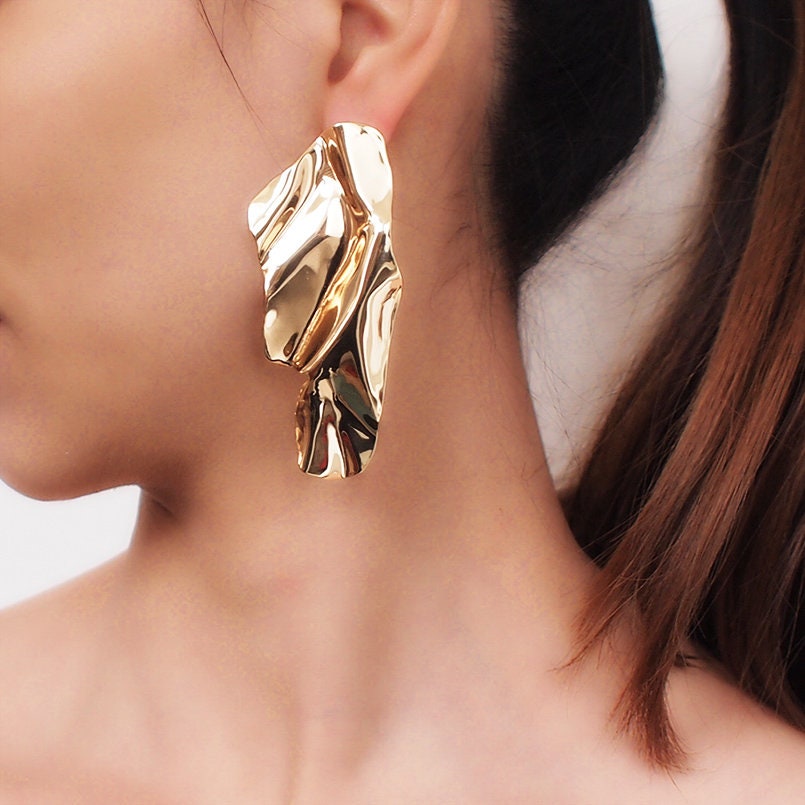 irregular gold statament earrings