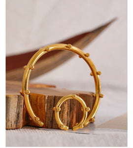 Gold textured bangle and ring set