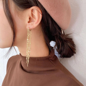 gold tassel drop earrings