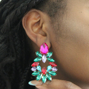Multicolour rhinestone earrings