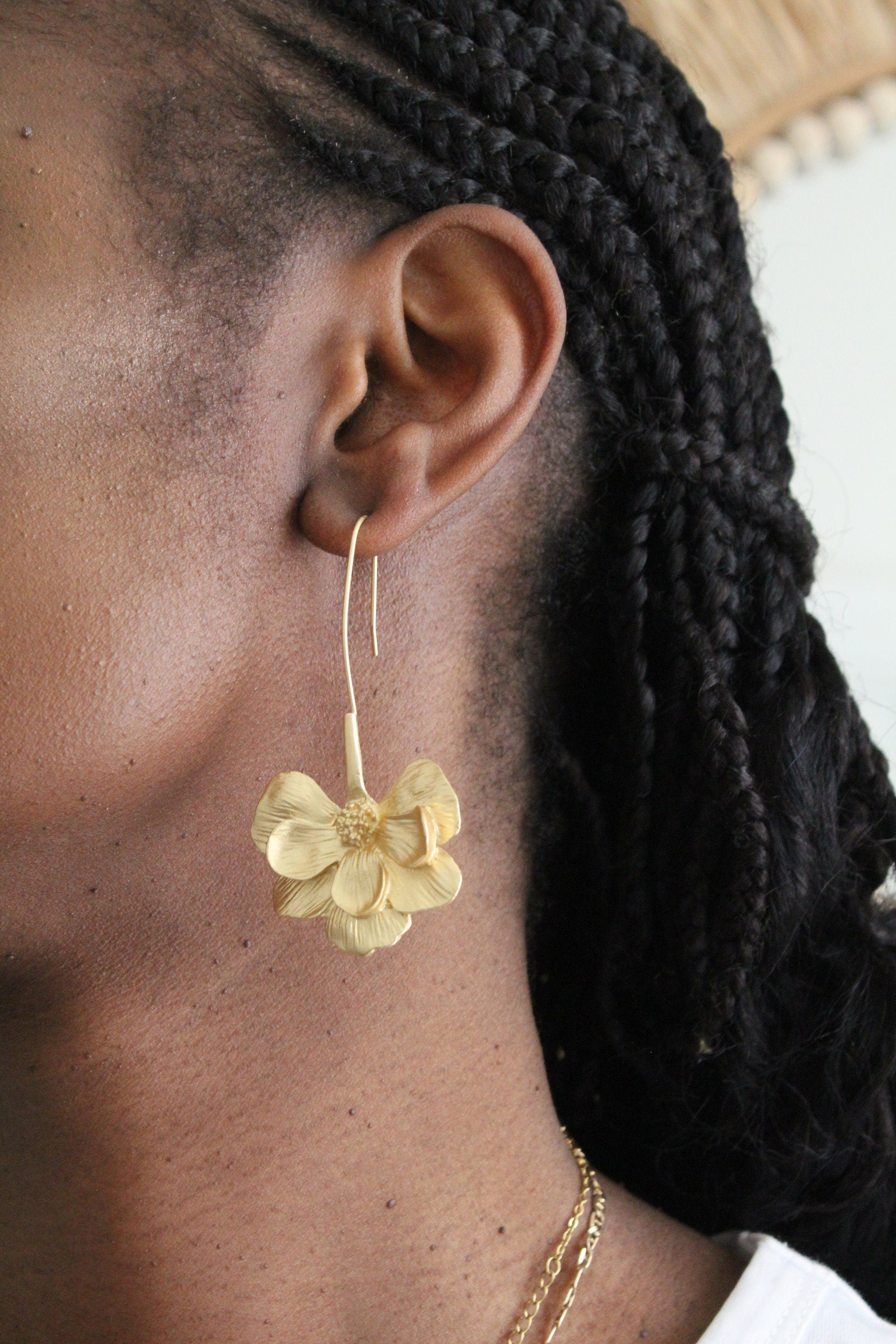 statement flower drop earrings