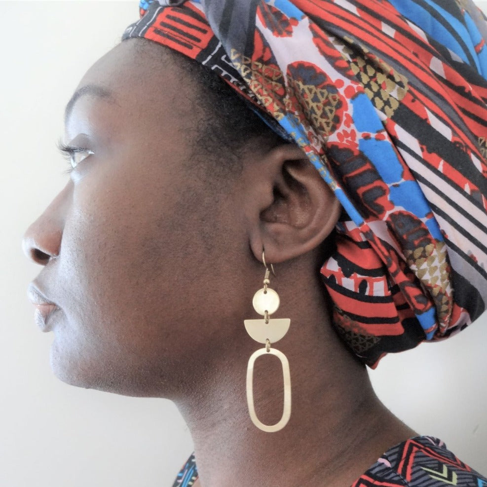 oval statement dangle earrings